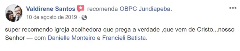 Depoimento de membro da OBPC — 2